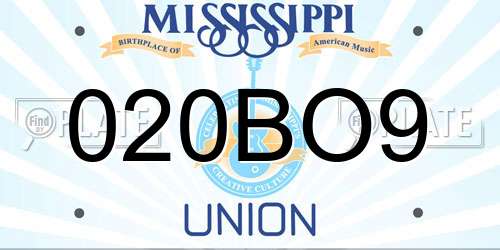 020BO9 Mississippi License Plate