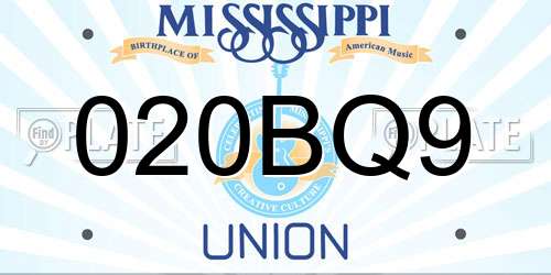020BQ9 Mississippi License Plate