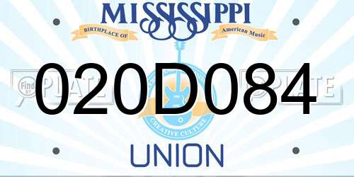 020D084 Mississippi License Plate