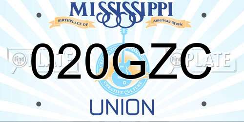 020GZC Mississippi License Plate