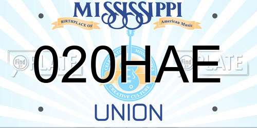 020HAE Mississippi License Plate