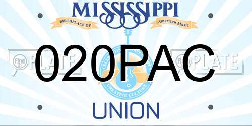 020PAC Mississippi License Plate