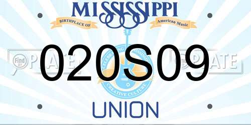 020S09 Mississippi License Plate
