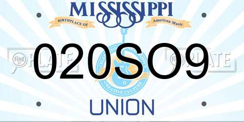 020SO9 Mississippi License Plate