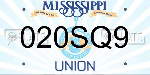 020SQ9 Mississippi License Plate