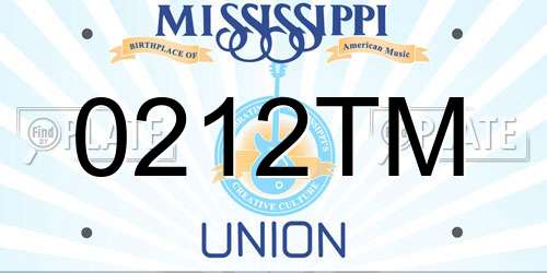 0212TM Mississippi License Plate