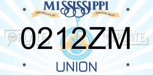 0212ZM Mississippi License Plate
