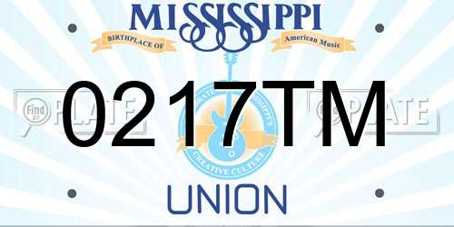 0217TM Mississippi License Plate