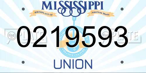 0219593 Mississippi License Plate