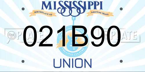 021B90 Mississippi License Plate