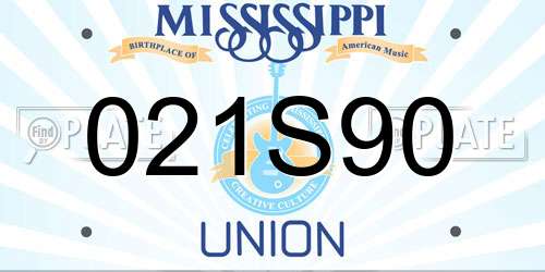 021S90 Mississippi License Plate
