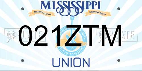 021ZTM Mississippi License Plate