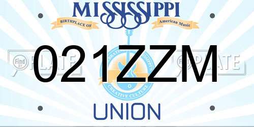 021ZZM Mississippi License Plate