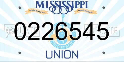 0226545 Mississippi License Plate