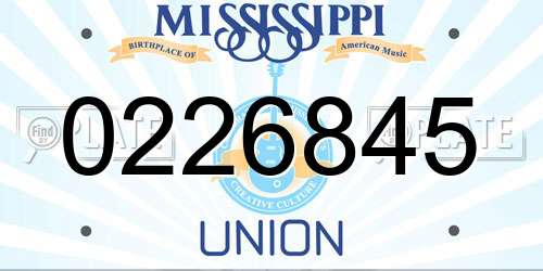 0226845 Mississippi License Plate