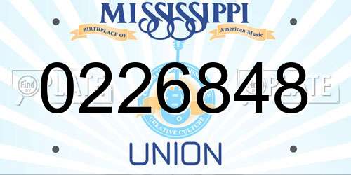0226848 Mississippi License Plate