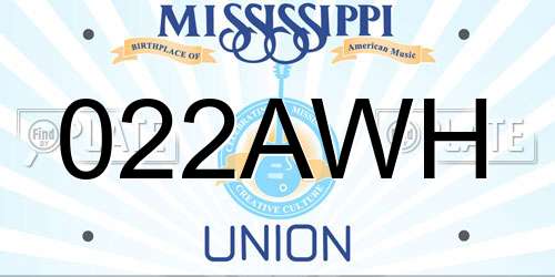 022AWH Mississippi License Plate