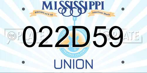 022D59 Mississippi License Plate
