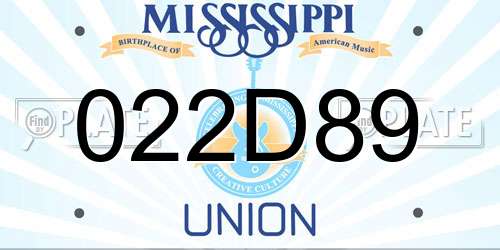 022D89 Mississippi License Plate