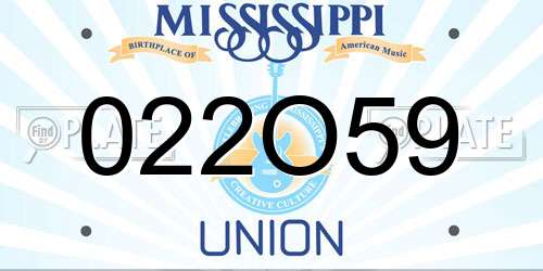 022O59 Mississippi License Plate