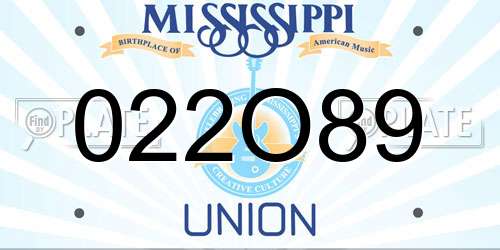 022O89 Mississippi License Plate
