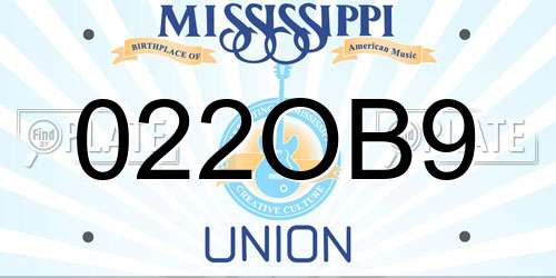 022OB9 Mississippi License Plate