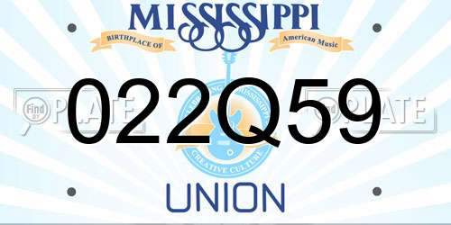 022Q59 Mississippi License Plate