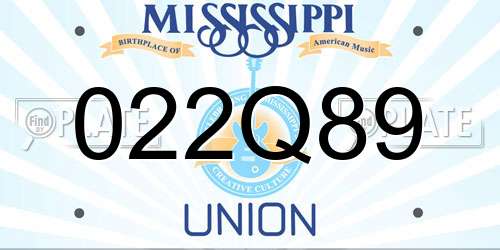 022Q89 Mississippi License Plate
