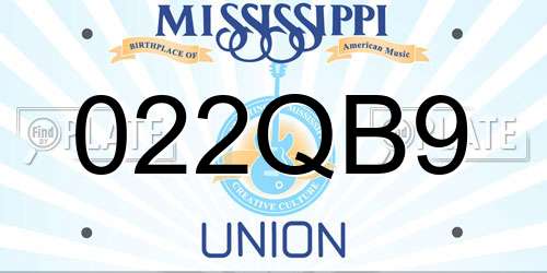022QB9 Mississippi License Plate