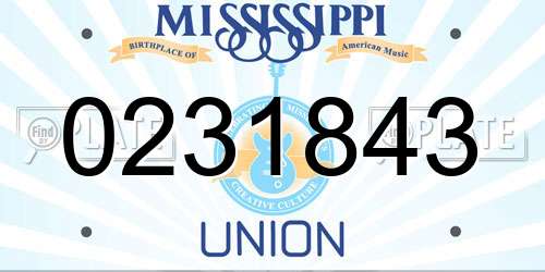 0231843 Mississippi License Plate