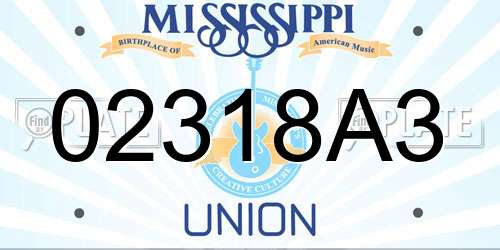 02318A3 Mississippi License Plate