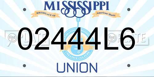 02444L6 Mississippi License Plate