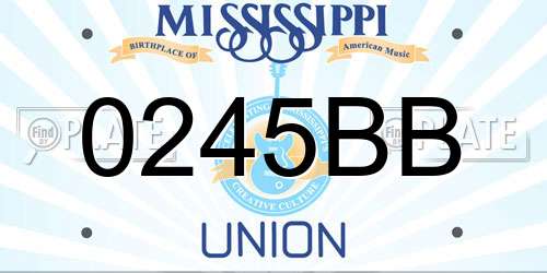 0245BB Mississippi License Plate