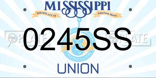0245SS Mississippi License Plate