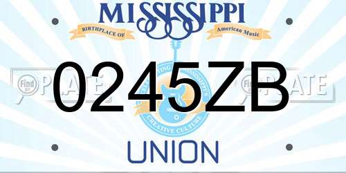 0245ZB Mississippi License Plate