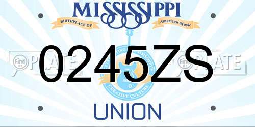 0245ZS Mississippi License Plate