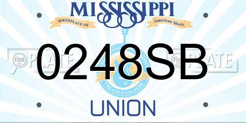 0248SB Mississippi License Plate