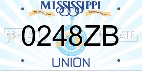 0248ZB Mississippi License Plate