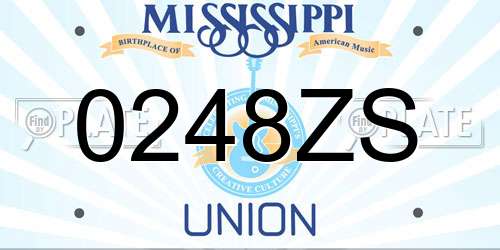 0248ZS Mississippi License Plate