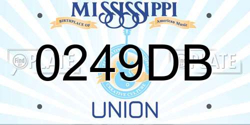 0249DB Mississippi License Plate