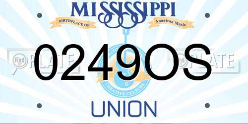 0249OS Mississippi License Plate