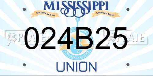 024B25 Mississippi License Plate