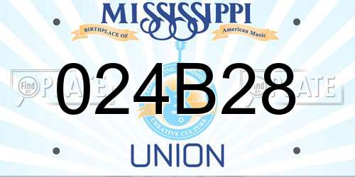 024B28 Mississippi License Plate
