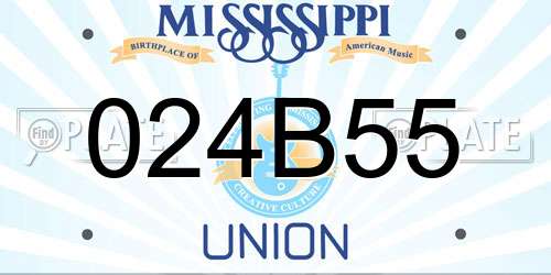 024B55 Mississippi License Plate