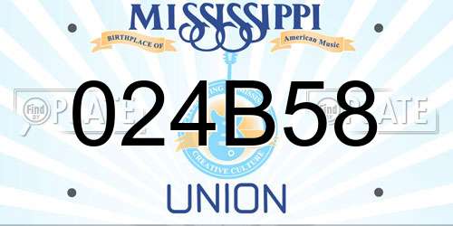 024B58 Mississippi License Plate