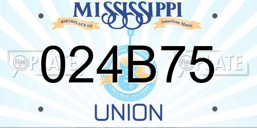 024B75 Mississippi License Plate