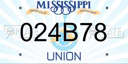 024B78 Mississippi License Plate