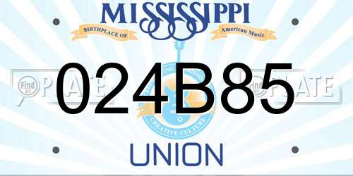 024B85 Mississippi License Plate
