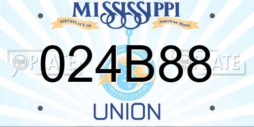 024B88 Mississippi License Plate