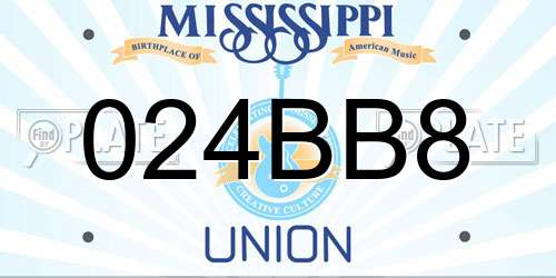 024BB8 Mississippi License Plate